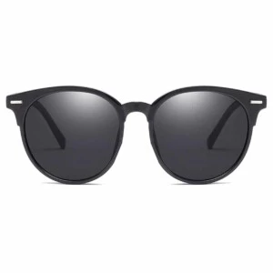 Svarta Runda Ovala Solglasögon Mörkt Glas