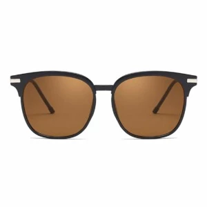 Svarta Runda Ovala Solglasögon Brunt Glas