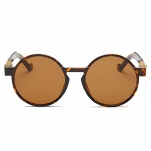 Moderna Bruna Runda Solglasögon Brunt Glas