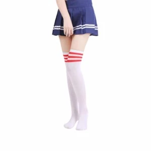 Randiga Knästrumpor Höga Strumpor Svart Med Röda Ränder