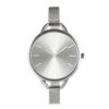Klassisk elegant klocka tunnt mesh armband stål silver