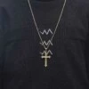 Guldigt jesus på kors långt halsband kedja guld bling