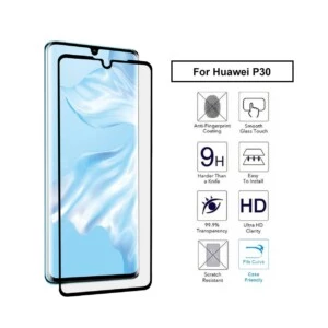 Huawei P30 Heltäckande Hd Skärmskydd Kolfiber Härdat Glas