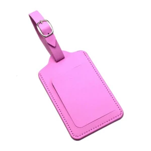 Rosa Adresstag Skinn Läder Bagagetag Adresslapp För Resväska