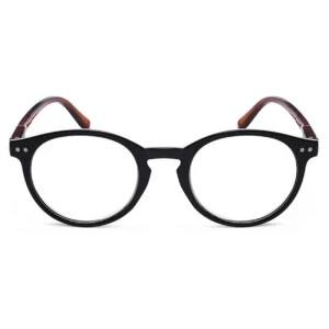 Bruna Svarta Runda Läsglasögon Styrka