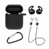 Airpods 1/2 4-i-1 Fodral Halsrem Earhooks Svart