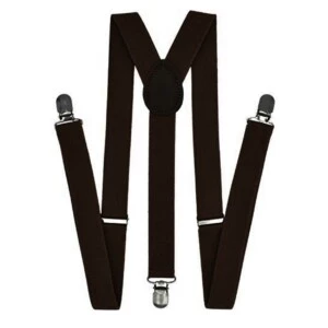 Hängslen Smala Med Klämmor 2,5cm Brun