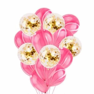15-pack Ballonger Rosa Guld Konfettiballonger 31cm Födelsedag