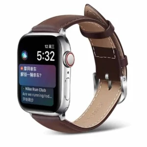 Mörkbrunt Läderarmband Apple Watch 42/44/45 1/2/3/4/5/6/7/se