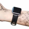 Apple watch 38/40/41 1/2/3/4/5/6/se svart läderarmband skinn