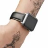 Apple watch 38/40/41 1/2/3/4/5/6/se svart läderarmband skinn