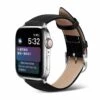 Svart Läderarmband Apple Watch 42/44/45 1/2/3/4/5/6/7/se