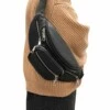 Svart midjeväska magväska bum bag cross body väska skinn läder