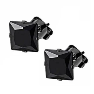 2-pack Fyrkantig Kristall Piercing Piercingsmycke Svart 6mm