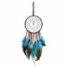 Drömfångare Med Lampor Lyse Blå Turkos Fjädrar 52cm