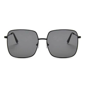 Svarta Fyrkantiga Metall Solglasögon Mörkt Glas