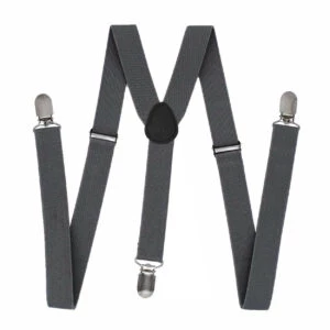 Hängslen Smala Med Klämmor 2,5cm Grå