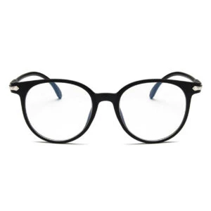 Mattsvarta Runda Glasögon Klart Glas Utan Styrka Klarglas