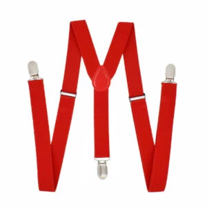 Hängslen Smala Med Klämmor 2,5cm Röd