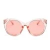 Runda genomskinliga rosa solglasögon retro cateye
