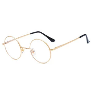 Runda Metall Datorglasögon Med Blåljusfilter Utan Styrka Guld