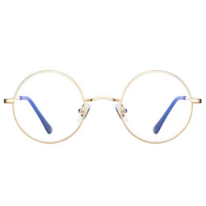 Runda Metall Datorglasögon Med Blåljusfilter Utan Styrka Guld