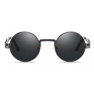Runda Solglasögon Svart Metall