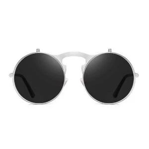 Runda Uppfällbara Solglasögon Guld Svart Glas