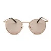 Runda solglasögon metall guld brunt glas