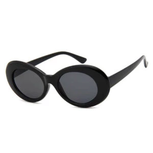 Svarta Stora Runda Retro Solglasögon Svart Glas