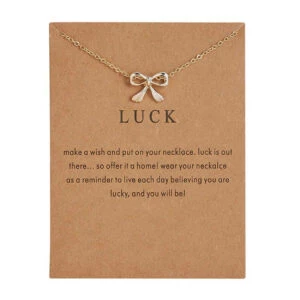 Gåvohalsband Med Kort Guld Tur Luck Kedja Hänge