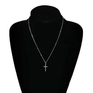 Silver Kors Halsband Kedja Med Diamanter Silverkedja