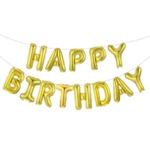 Happy Birthday Ballonger Fest Födelsedag Kalas Guld