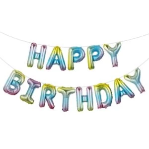 Happy Birthday Ballonger Fest Födelsedag Kalas Regnbåge Rainbow