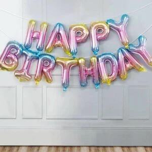 Happy Birthday Ballonger Fest Födelsedag Kalas Regnbåge Rainbow