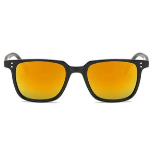 Fyrkantiga Svarta Solglasögon Gult Spegelglas
