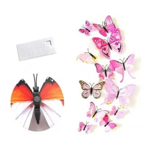12-pack Fjärilar 3d Väggdekal Väggdekor Väggdekoration Rosa