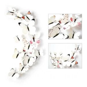 12-pack Fjärilar 3d Väggdekal Väggdekor Väggdekoration Vit