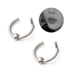 2-pack Fake Läppring Utan Hål Fake Piercing Silver