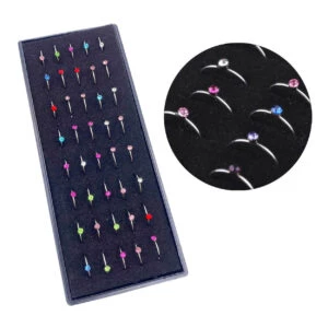 40-pack Fake Piercing Öron Läpp Näsa Septum Diamant