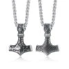 Viking halsband tors hammare mjolnir kedja silver