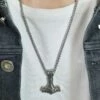 Viking halsband tors hammare mjolnir kedja silver