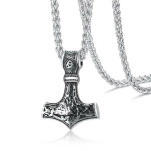 Viking Halsband Tors Hammare Mjolnir Kedja Silver