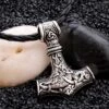 Vikingahalsband tors hammare mjolnir konstläder silver