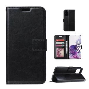 Galaxy S20 Plus Plånboksfodral Svart Läder Skinn Fodra