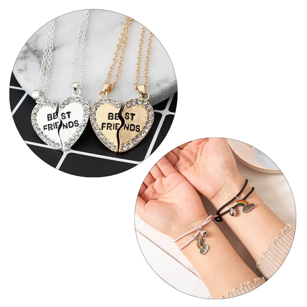 Exempel på matchande vänskapssmycken och kompissmycken från Megabilligt.se