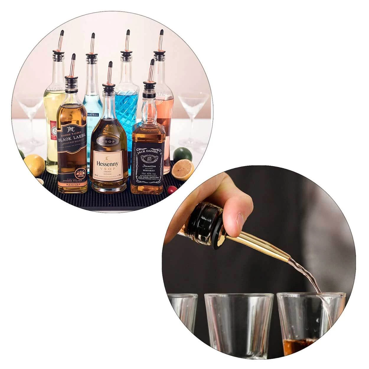 Användning av hällpip för att måtta perfekta shots och drinkar