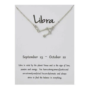 Stjärntecken Halsband Vågen Libra Gåvohalsband Silver