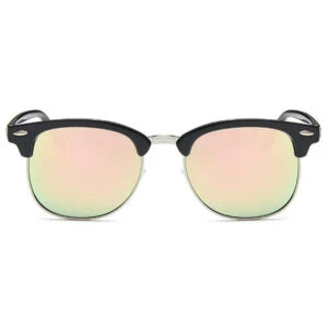 Svarta Clubmaster Solglasögon Rosa Spegelglas