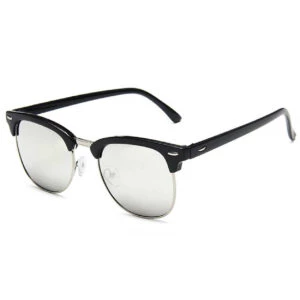 Svarta Clubmaster Solglasögon Silver Spegelglas